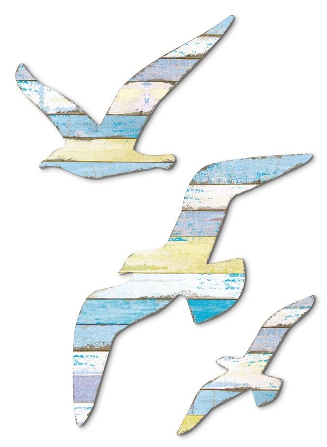 Putuo Decor 3Pcs Seagull Wall Decor, Wooden Beach Nautical Coastal Theme Wall Art Self-Adhesive Seagull Wall Sculpture, Sea Birds Lake House Ocean Decor Vintage Ornaments for Home Bathroom - Image 1